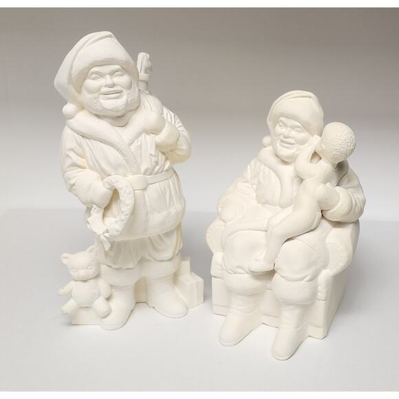 Santa Claus Bisque Ceramic Figurines Ready forTo Paint Christmas, Holiday Decor - Picture 1 of 14